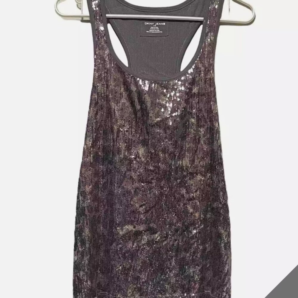 DKNY Leopard Print Sequin Top